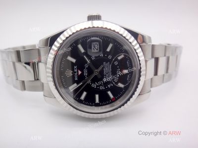 Replica Rolex Sky-Dweller Watch Stainless Steel Black Face Mens